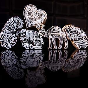 Juego de Sellos de Madera Hechos a Mano, Diseño Bohemio, Forma Ovalada, Paquete de Varias Piezas, Multifuncional, para Bodas, Diwali, Suministros de Escritorio - Product Image 4