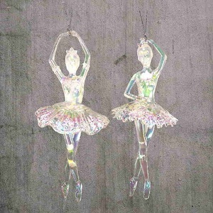 Décoration de Noël et du Nouvel An, flocon de paillettes argenté scintillant doré clair, couleur Taylor, acrylique 3D, ornement ballerine - Product Image 6