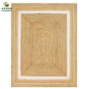 Alfombras Ecológicas Hechas a Mano, Aptas para Mascotas, Antideslizantes, Rectangulares de 180x120cm, de Yute Natural Teñido de Blanco, Personalizables para el Hogar y Estilo Rústico - Product Image 1