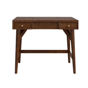 Modern Solid Wood Writing <b>Desk</b> with Drawers Mid Century Home Office Study Table Walnut Finish Wooden <b>Work</b> <b>Desk</b> - Product Image 2