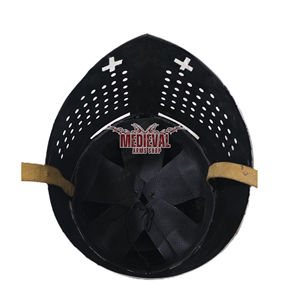 Casque de Chevalier Templier Médiéval en Acier Doux, Finition Polie, Motif Croix, Fait Main, pour Reconstitutions Historiques - Product Image 5