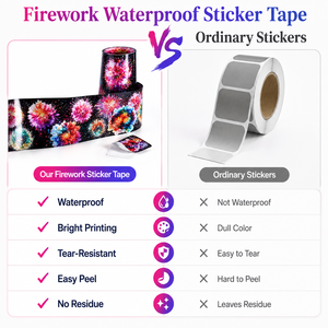 1 Rollo de Cinta Adhesiva Decorativa con Diseño de Fuegos Artificiales, Serie <span class=keywords><strong>Sunny</strong></span> Day, Resistente al Agua, de una Sola Cara, Activación por Agua, 4 PET - Product Image 3