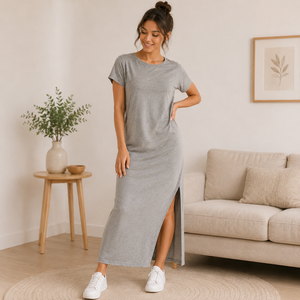 Ensemble de pyjama et de vêtements de détente pour femmes en polyester et coton, tricot jersey simple, confortable et respirant - Product Image 1