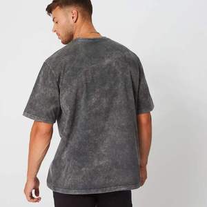 T-shirt vintage épais 100 % coton à épaules tombantes, coupe oversize, délavé à l'acide, noir, longueur longue, en coton léger tricoté, grandes tailles - Product Image 3