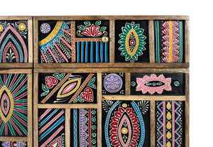 Aparador Rústico Boho de Madera de Mango Maciza Hecho a Mano, Ecológico, Altura Ajustable, Duradero, Pintado a Mano, con Espacio de Almacenamiento - Product Image 5