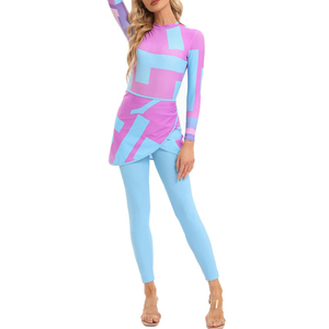 Polyester/Spandex <b>Burkini</b> Muslim <b>Swimwear</b> Islamic Women's Modest High Cut 2-Piece Set Eco-Friendly Seamless Quick Dry Breathable - Product Image 1