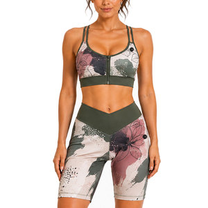 Conjunto Deportivo Sin Costuras Acanalado para Mujer, Ropa Deportiva para Entrenamiento, Fitness, Atletismo, Ropa Deportiva Elástica de Dos Piezas - Product Image 1