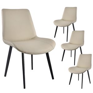 Set di 4 Sedie da Pranzo Moderne in Pelle PU Grigio Chiaro con Gambe in Metallo per Cucina, Ristorante, Soggiorno e Sala Riunioni - Product Image 1