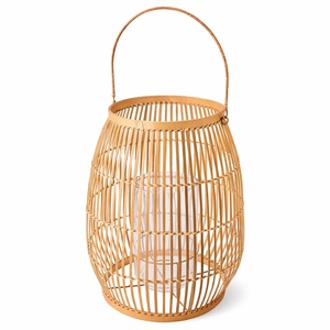 <b>Bamboo</b> weave lanterns <b>table</b> top & floor display stylish lighting accent natural candle lantern - Product Image 5