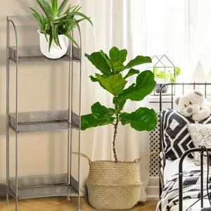 Estante Metálico Industrial de 3 Niveles con Asa, Diseño Perforado, Base para Mesa, Diseño Costero, Ecológico - Product Image 5