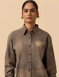 Traje de pantalón de pierna ancha con estampado abstracto y mezcla de lino - Product Image 4