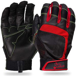 Premium-quality <b>red</b> leather baseball batting gloves double strap closure for enhanced wrist support and protection - Product Image 1