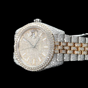 VVS Moissanite Diamond Luxury Quartz Sapphire Crystal <b>Watch</b> Gold Plated Stainless Steel Band Analog Display Eco-Friendly Unisex - Product Image 2