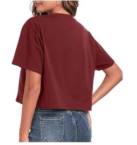 Camisetas Cortas de Algodón para Mujer, Estilo Oversize, Cuello Redondo, Manga Corta, Casuales, Holgadas, para Verano - Product Image 2