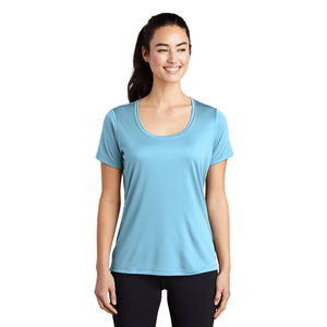 Women's Scoop Neck Short Sleeve T-<b>Shirt</b> Solid Color Regular Fit Quick Dry Knitted Polyester Casual Wear Spring Summer - Product Image 4
