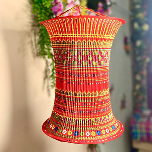 Linternas decorativas de tela Hmong, linternas étnicas vintage de bambú y brocado, luces de alta calidad. - Product Image 6