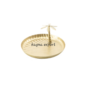 Tazón Decorativo para Servir Dátiles y Frutos Secos, Colección Ramadán, con Palmera Metálica Dorada, Artesanía, Nuevo y en Oferta - Product Image 1