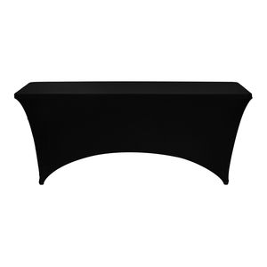 Set di 6 Copritavoli Rettangolari da 2,4 m, Lavabili, in Spandex Elasticizzato, Neri, Resistenti alle Pieghe, per Eventi, Copritavolo Aderenti Neri - Product Image 5