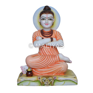 Estatua de Sripada Srivallabha en Piedra de Mármol |   Ídolo de Guru de Mármol Hecho a Mano - MALIYAS - Product Image 1