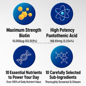 Comprimés de biotine à haute puissance, vitamines B et acide pantothénique pour adultes - 30 comprimés, santé des cheveux, de la peau et des ongles, OEM Corée Beauté - Product Image 4