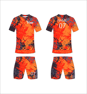 Ensemble maillot et short de football sublimé Ferocious pour homme, col en V, respirant, séchage rapide, toutes saisons, imprimé, tenue de sport, coupe classique - Product Image 1