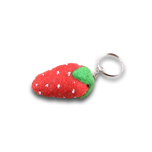 Strawberry Design Felt Plush Key <b>Ring</b> Unique and Cute Keychain - Product Image 1