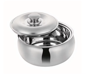 Casserole ronde en bois avec couvercle en acier inoxydable, design chinois traditionnel, durable, lavage à la main uniquement, compatible gaz et induction - Product Image 5