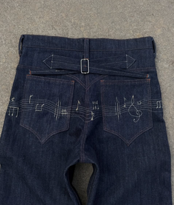 Pantalones Vaqueros de Mezclilla de Cintura Alta para Hombre, con Bordado de Notas Musicales, Corte Holgado, Estilo Casual Urbano, Estilo Primavera - Product Image 5