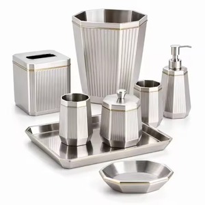 Premium Spa Metal <b>Bathroom</b> <b>Set</b> Luxury Bath Ware <b>Accessories</b> for Spa Resort Hotel Home Vanity Counter Decoration - Product Image 1