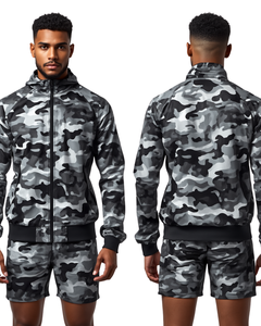 Ensemble court coupe-vent camouflage urbain pour homme, vêtements de sport, séchage rapide, à capuche, léger, polyester, tenue d'été - Product Image 4