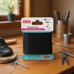 Fascia elastica Ilan 60mm 1m nera per artigianato e riparazione scarpe - Product Image 2