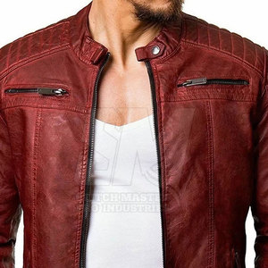 Chaqueta de Motero de Cuero Genuino para Hombre, Diseño de Logotipo Personalizado, Color Sólido, Talla Grande para Adultos - Product Image 3