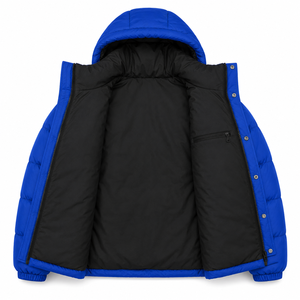 Blouson matelassé à capuche OEM en nylon premium, rembourrage synthétique chaud, fermeture à boutons-pression, vêtement d'extérieur décontracté pour l'hiver - Product Image 5