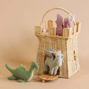 Castle Shape Kids Cute <b>Bag</b> for Boys and Girls Hand Weaving Rattan Storage <b>Basket</b> <b>Bags</b> Best Selling Children Gifts - Product Image 4