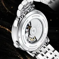 Montre mécanique automatique Mark Fairwhale, bracelet en métal, boîtier durable, verre traité, résistance à l'eau 30M, montre-bracelet pour homme FW-6047