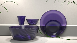 PGT French Retro Wave Ripple Tableware Set - 5-Piece Eco-Friendly Elegant <b>Dinner</b> <b>Plates</b> & Bowls -6 colors(Made in Taiwan) - Product Image 2