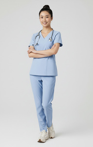Conjunto de Uniformes Médicos Unisex de Spandex/Algodón, Blusa con Broches Laterales y Pantalones a Juego, Uniforme Profesional para Enfermeras y Hospitales - Product Image 5