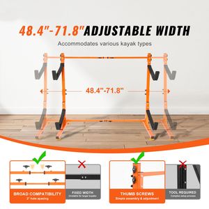 Supporto Autoportante in Acciaio Resistente per 2 Kayak, Canoe e Paddleboard con Braccioli Imbottiti - Product Image 2