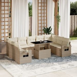 Set Divano da Giardino Modulare in Rattan PE Beige, Arredamento da Esterno dal Design Contemporaneo, Resistente ai Raggi UV, con Cuscini in Schiuma ad Alta Densità - Product Image 1