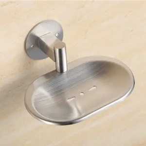 Wall Mounted <b>Brushed</b> Stainless Steel Oval Soap Dish Heavy Duty Metal Bar Soap Holder Drain Plate Bathroom Hardware Supply - Product Image 1