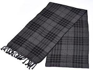 Acrylic Plaid <b>Shawl</b> Unisex Winter Warmth Traditional Checkered Pattern Gray Black Fringe Edge Daily Wear Non-Woven Skin-Friendly - Product Image 2