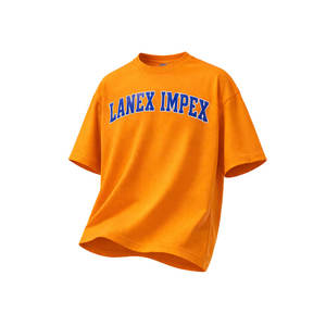 Camiseta de Manga Corta para Hombre, de Alta Calidad, Algodón/Poliéster Grueso, Color Naranja Sólido, Corte Holgado, Hombros Caídos, Transpirable y Ecológica - Product Image 1