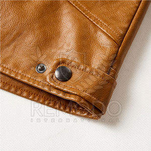 Chaqueta de Cuero Genuino Personalizada para Hombre, Chaqueta de Motociclista de Piel de Oveja de Alta Calidad, Chaqueta de Cuero Ajustada para Motocicleta, Venta al Por Mayor - Product Image 5