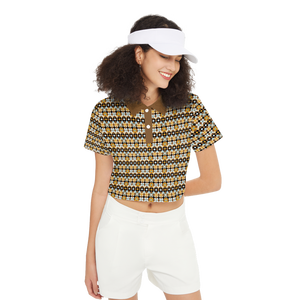 Custom Logo Design Women Cropped Polo Shirts OEM/ODM Printing Sportswear for Women Wholesale Polo T Shirts - Product Image 3