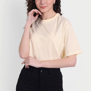 Camisetas Cortas Extra Grandes de Algodón 100% Ecológico para Mujer, Diseño Personalizado, Manga Corta, Hombros Caídos, Corte Holgado - Product Image 5