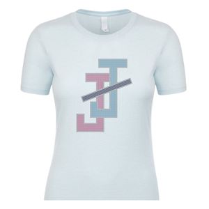 Camiseta Azul de Manga Corta con Cuello Redondo y Diseño de Letras Entrelazadas, Ropa Casual para el Día a Día, Estilo Urbano, Cómoda - Product Image 1