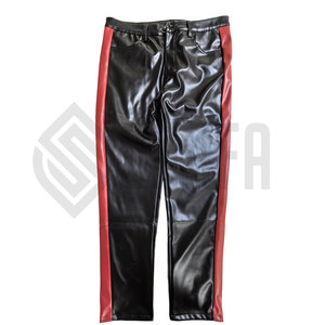 Wholesale Custom Made Lightweight High Waist Casual <b>Canvas</b> Leather Pants for Men with Custom Logo Unique Design - Product Image 4