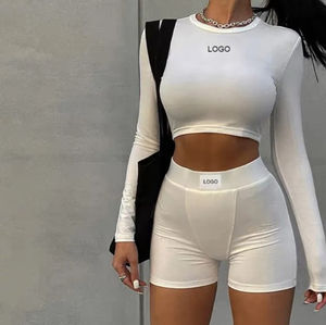 New Design High Quality 100% Cotton Breathable Zip Winter Solid Women's Tracksuits Streetwear Custom Gym Jogging Wear Crop <b>Top</b> - Product Image 3