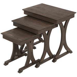 Elegante Set di 3 Tavolini da Caffè Impilabili Convertibili e Salvaspazio con Finitura in Legno Vintage per Soggiorno - Product Image 5