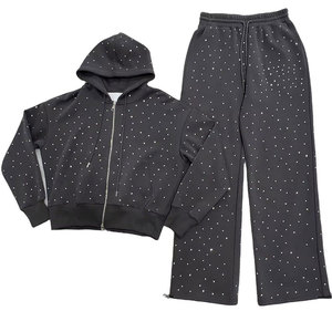 Elegant Rhinestone Tracksuit With Soft Fabric Adult Size Men Rhinestone Tracksuit For Stylish Lounge Activities - Product Image 1